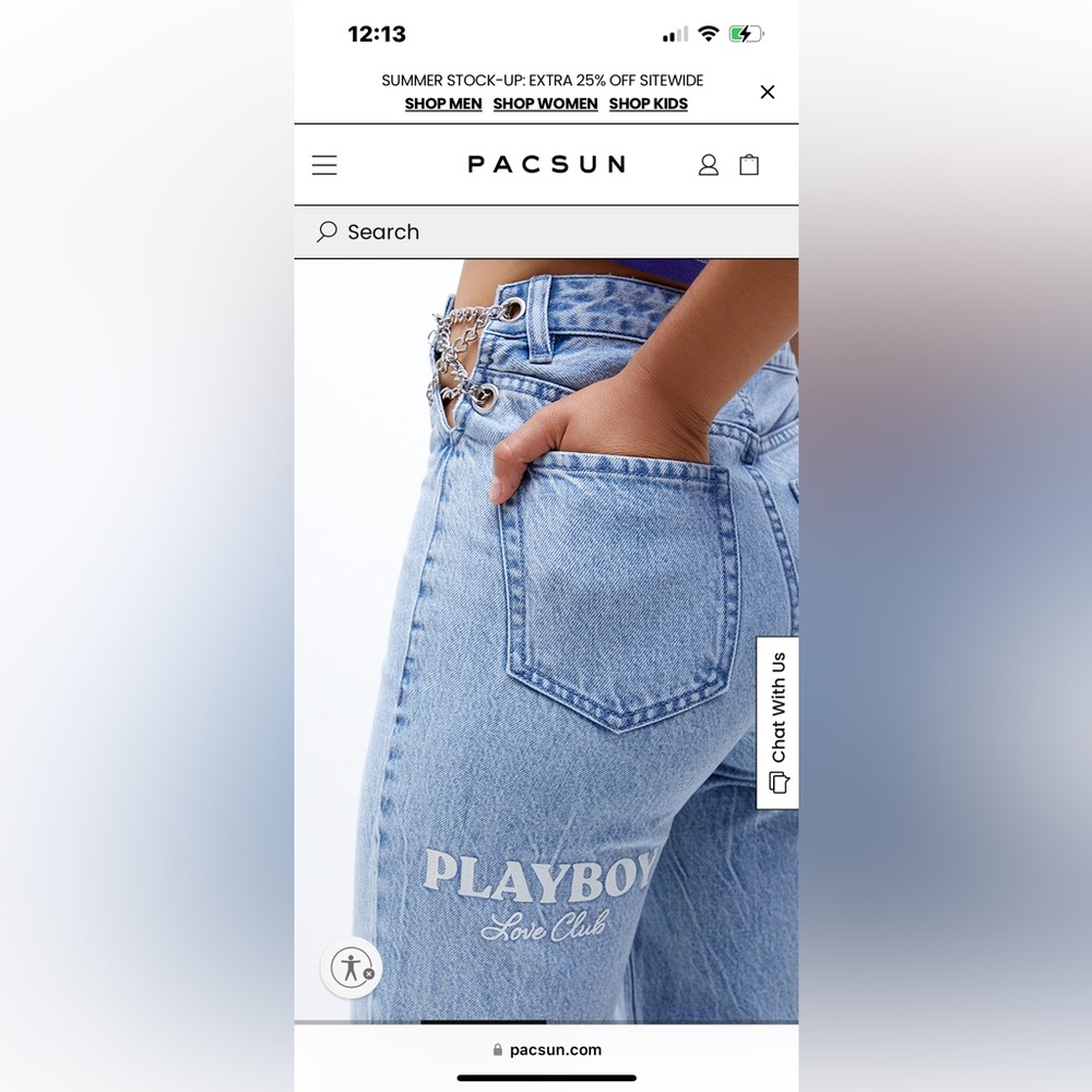Playboy jeans with chains on sides